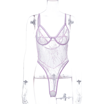 Women's Sexy Bodysuit with Lace Embroidery / Female Sheer Erotic Lingerie - EVE's SECRETS